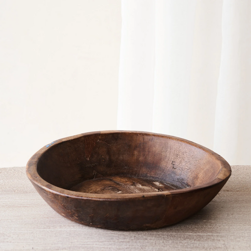 Vintage Wooden Parat Bowl - Medium