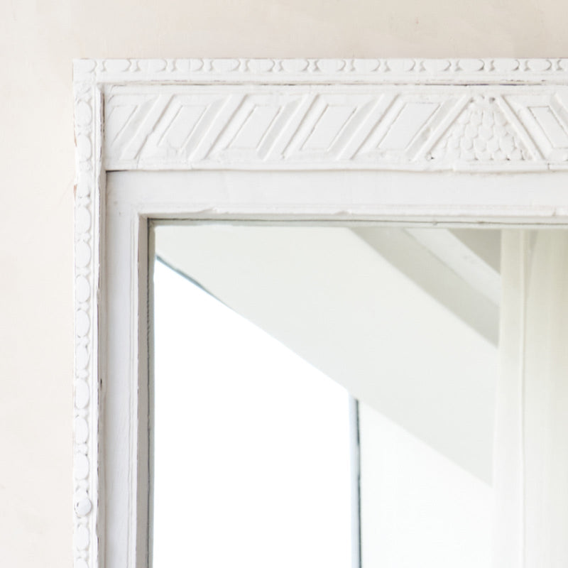 Vintage Teak Carved Mirror | White