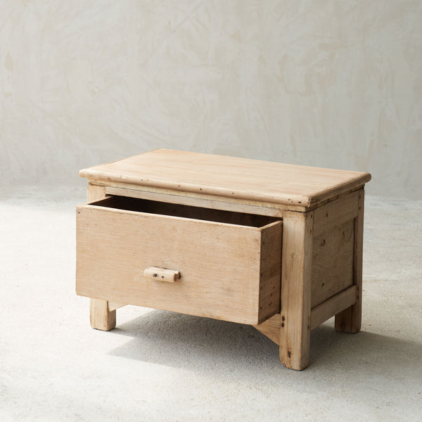 Vintage Side Table with Drawer | Natural