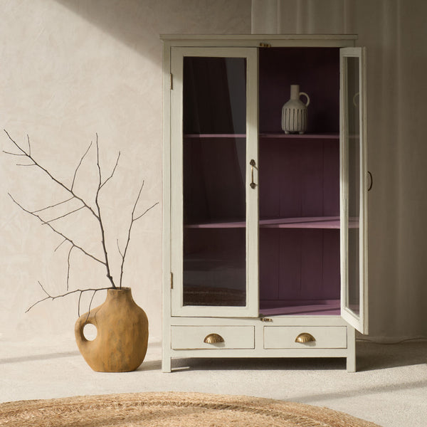 Vintage Large Cabinet with Drawers | Limestone