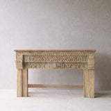 Vintage Teak Console with Carvings