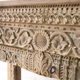 Vintage Teak Console with Carvings