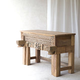 Vintage Teak Console with Carvings