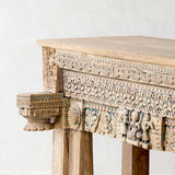 Vintage Teak Console with Carvings