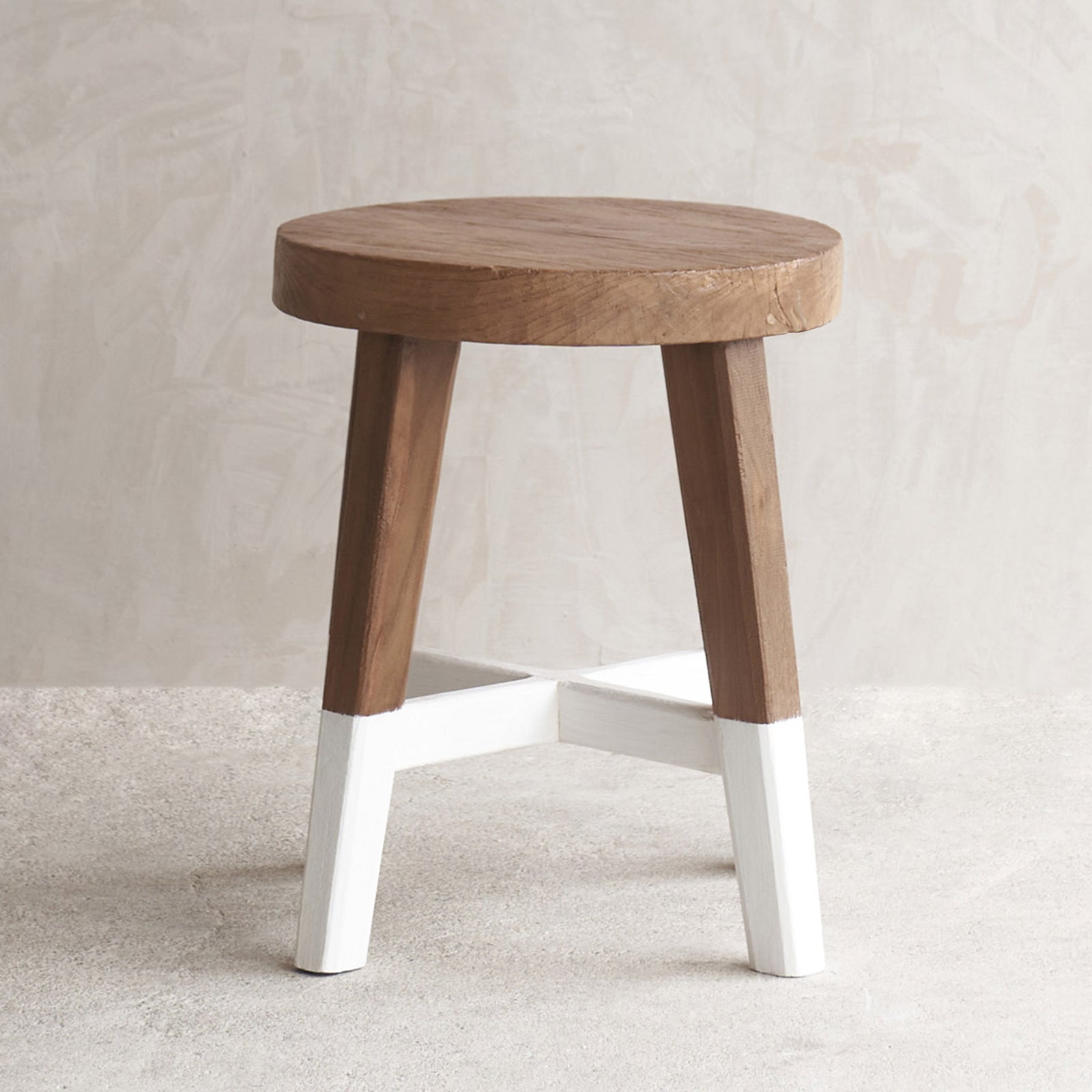 Java Round Stool | Teak Frame - White Legs – Originals Furniture