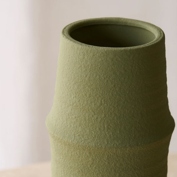 Macadamia Ceramic Vase | Olive Green