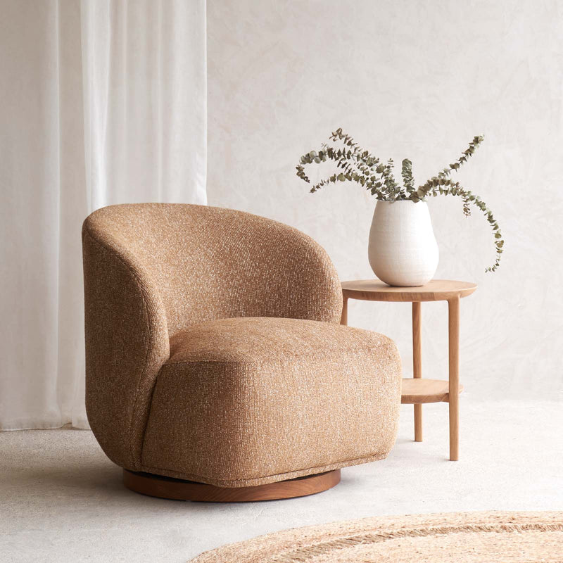 Sienna Fabric Swivel Armchair | Amber