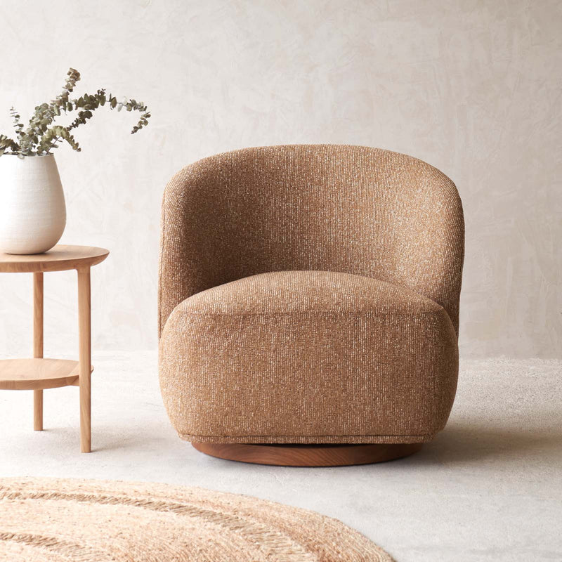 Sienna Fabric Swivel Armchair | Amber