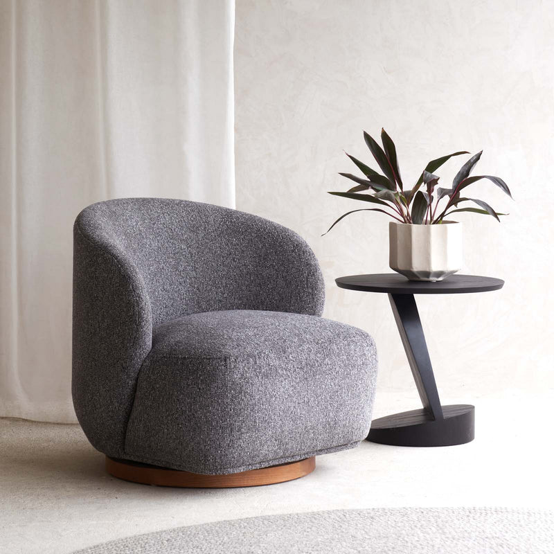 Sienna Fabric Swivel Armchair | Ash