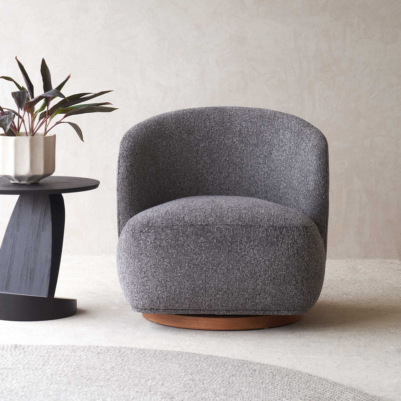 Sienna Fabric Swivel Armchair | Ash