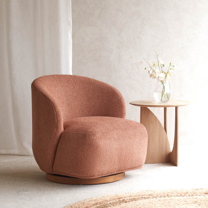 Sienna Fabric Swivel Armchair | Clay