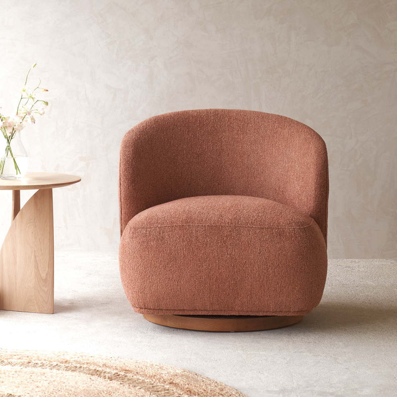 Sienna Fabric Swivel Armchair | Clay