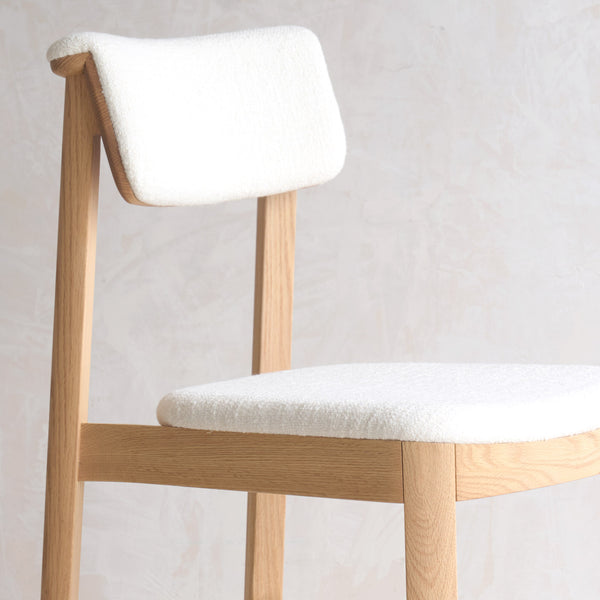 Noki Fabric Dining Chair | Oak Frame - Panna Cotta