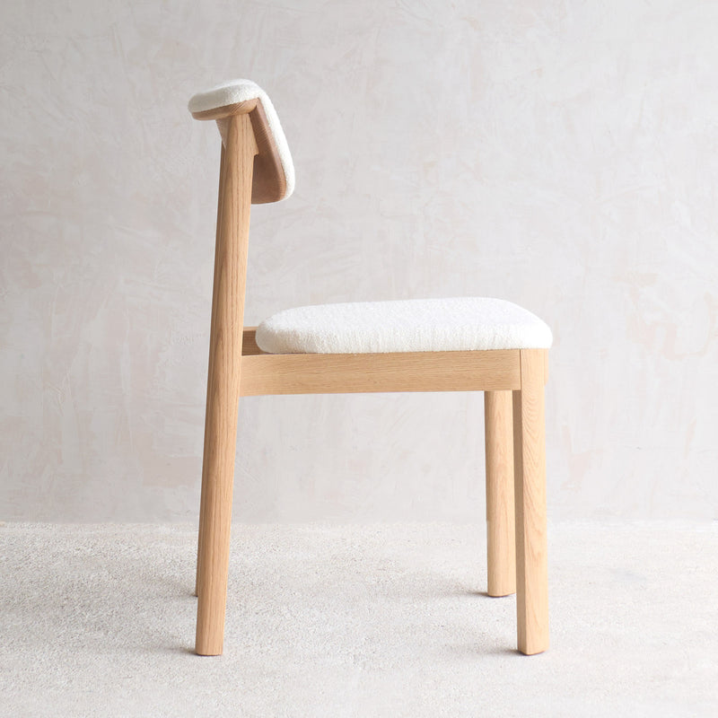 Noki Fabric Dining Chair | Oak Frame - Panna Cotta