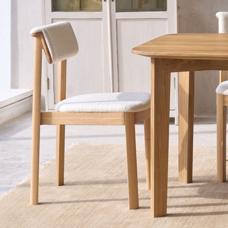 Noki Fabric Dining Chair | Oak Frame - Panna Cotta