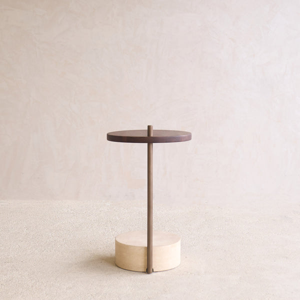 Society Side Table | Walnut with Travertine Base