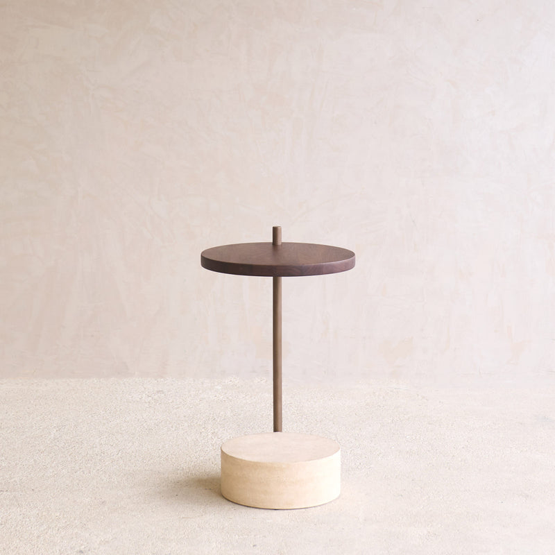 Society Side Table | Walnut with Travertine Base