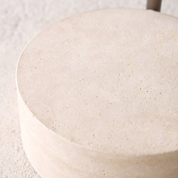 Society Side Table | Walnut with Travertine Base