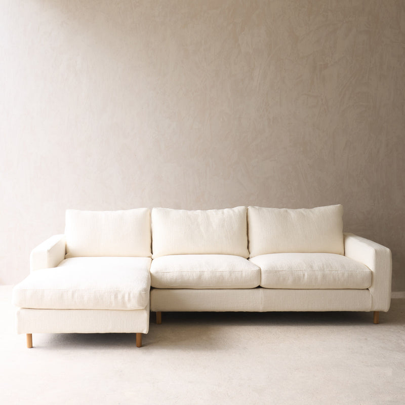 Ponte Long L Shape Fabric Sofa | Panna Cotta (270 cm)