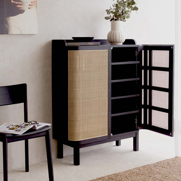 Luna Shoe Cabinet | Teak - Black (90cm)