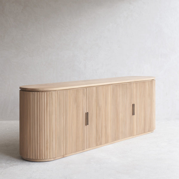 Moher Teak Sideboard with Side Doors | Natural (220cm)