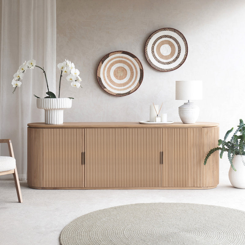 Moher Teak Sideboard with Side Doors | Natural (220cm)