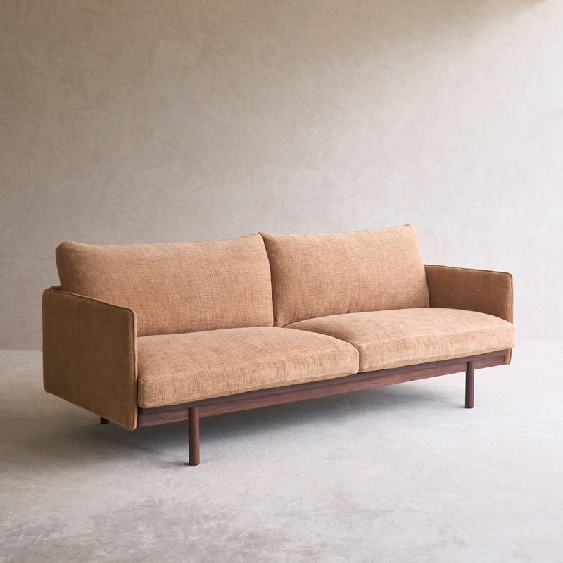 Pensive 2.5 Seater Fabric Sofa | Walnut Frame - Sherpa Yak