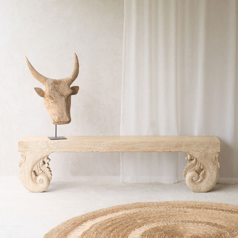 Java Carved Bench | Teak