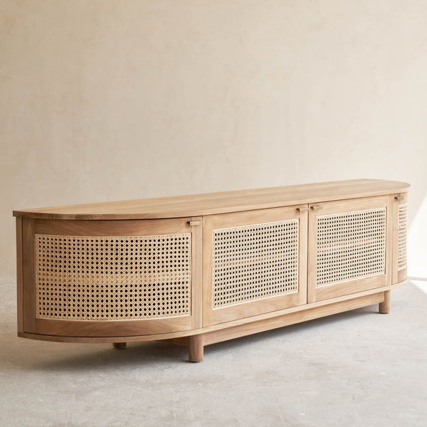 Luna TV Console Natural Teak, 210cm. Only available at Originals Furniture Singapore.