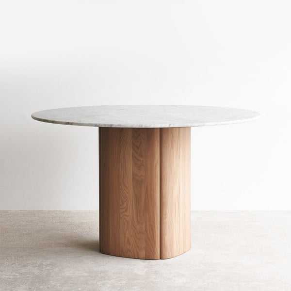 Sketch Tathra Round Dining Table - Oak Base with Marble Top