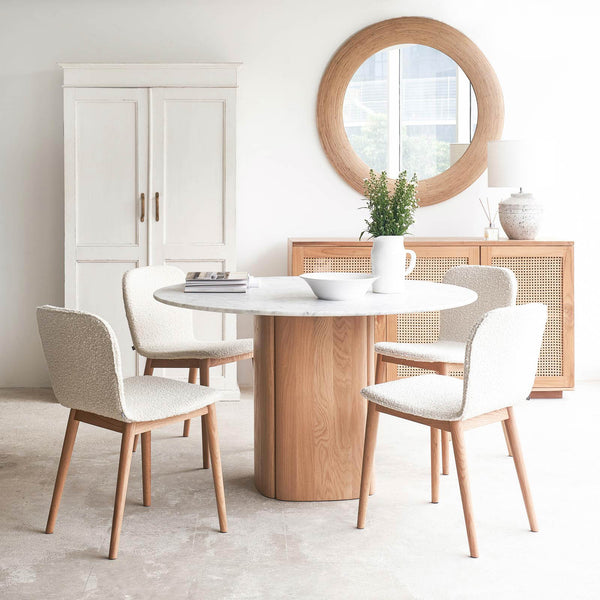 Sketch Tathra Round Dining Table - Oak Base with Marble Top