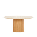 Tathra Squircle Dining Table | Travertine with Oak Base