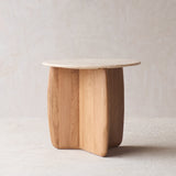 Eden Side Table | Travertine Top with Oak Base (55cm)