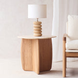 Eden Side Table | Travertine Top with Oak Base (55cm)