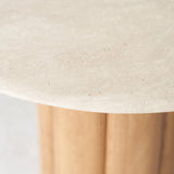 Kora Round Dining Table | Travertine with Oak Base