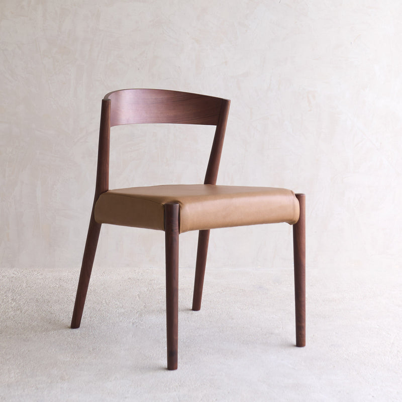 Ronda Leather Dining Chair | Walnut Frame - Pecan