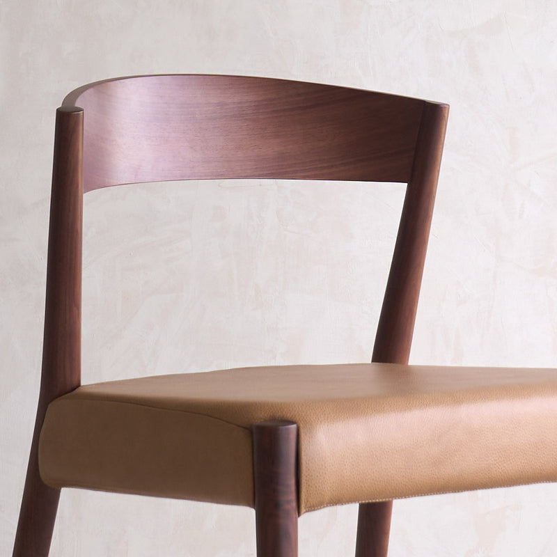 Ronda Leather Dining Chair | Walnut Frame - Pecan