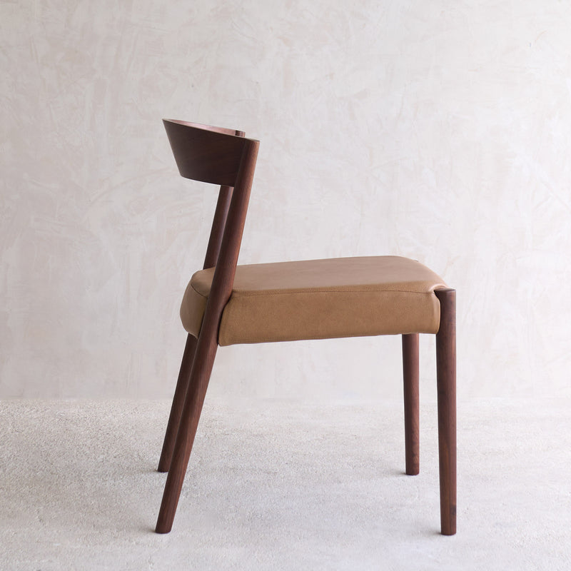 Ronda Leather Dining Chair | Walnut Frame - Pecan