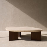 Dune Travertine Coffee Table | Walnut Stained (120cm)