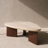 Dune Travertine Coffee Table | Walnut Stained (120cm)