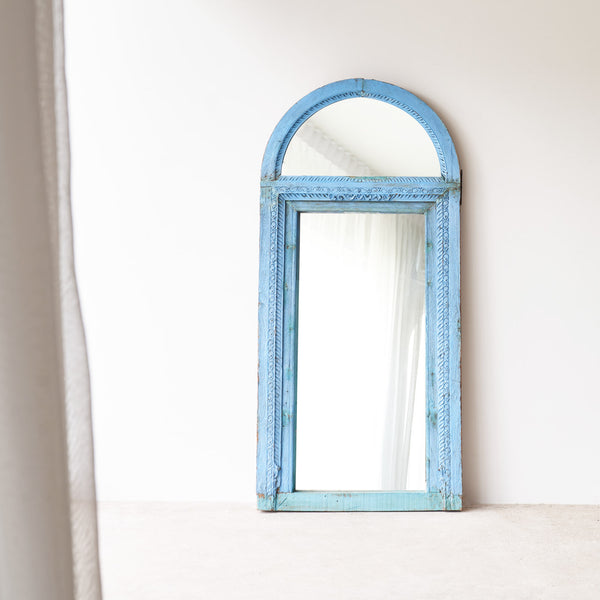 Vintage Teak Mirror with Arch | Bluewash