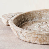 Vintage Wooden Carved Parat Bowl - Floral B