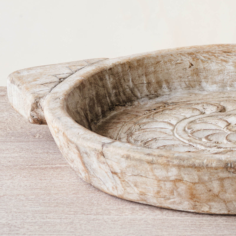 Vintage Wooden Carved Parat Bowl - Floral B