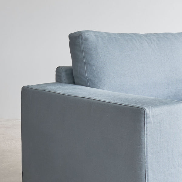 Sketch Hansen 3 Seater Fabric Sofa Modern and Minimalist in Dover Blue from Originals Furniture Singapore